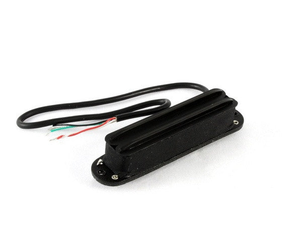 Dual rail humbucking pickup for Stratocaster??  -  black - ?ÿ4 conductor wiring - single coil size - 11.8K ohms