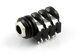 Cliff jack  - 6-conductor shorting jack, with solder lugs, black plastic body