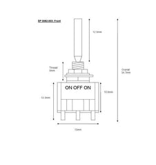 Mini switch DPDT - on-off-on
