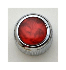 Dome metal knob w red pearl acrylic inlay