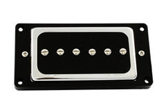 P-90 style pickup in a humbucker surround - chrome/black with black ring.  9.0K ohms