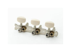 Open gear tuning keys 3x3 on plank white buttons - rear mount or for slot head